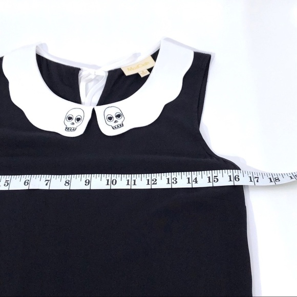 Modcloth Black White Embroidered Halloween Skull Collar Sleeveless Blouse Top S - Picture 5 of 7